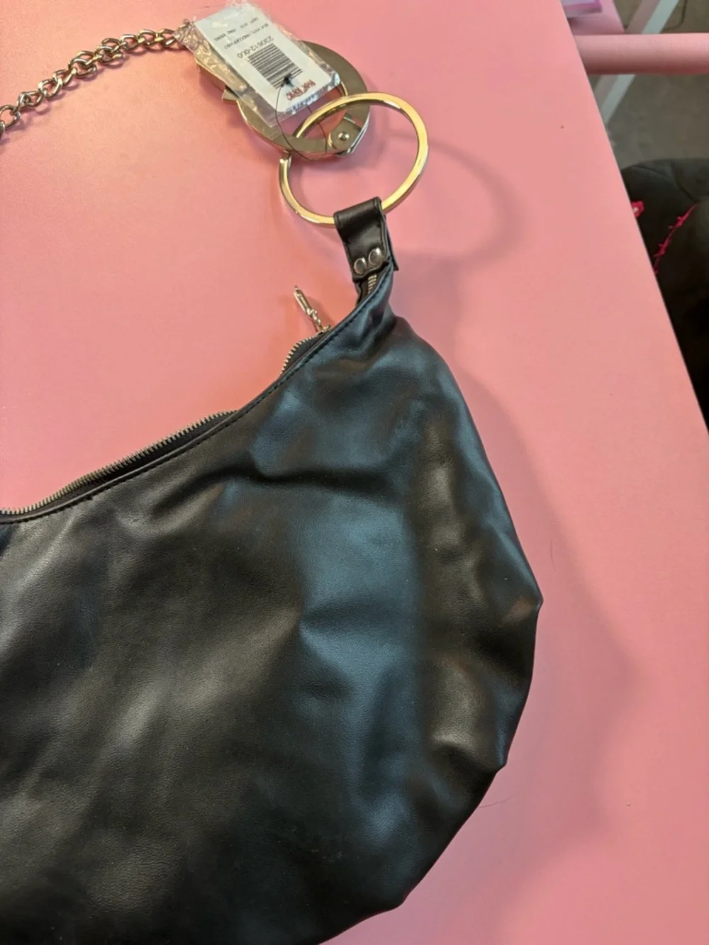 vintage y2k‎ Hot Topic black vinyl chain link handcuff hobo bag